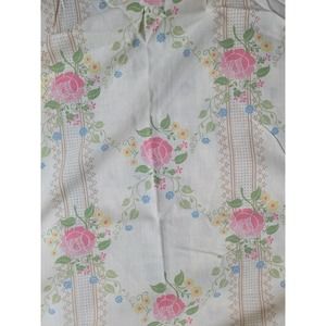 Vintage 70s Floral Roses Twin Flat Fitted 2 Pillow Cases Bed Sheets 4pc Set